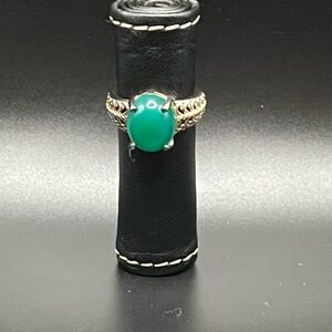 Green Oval Stone Gold-Tone Women's Ring